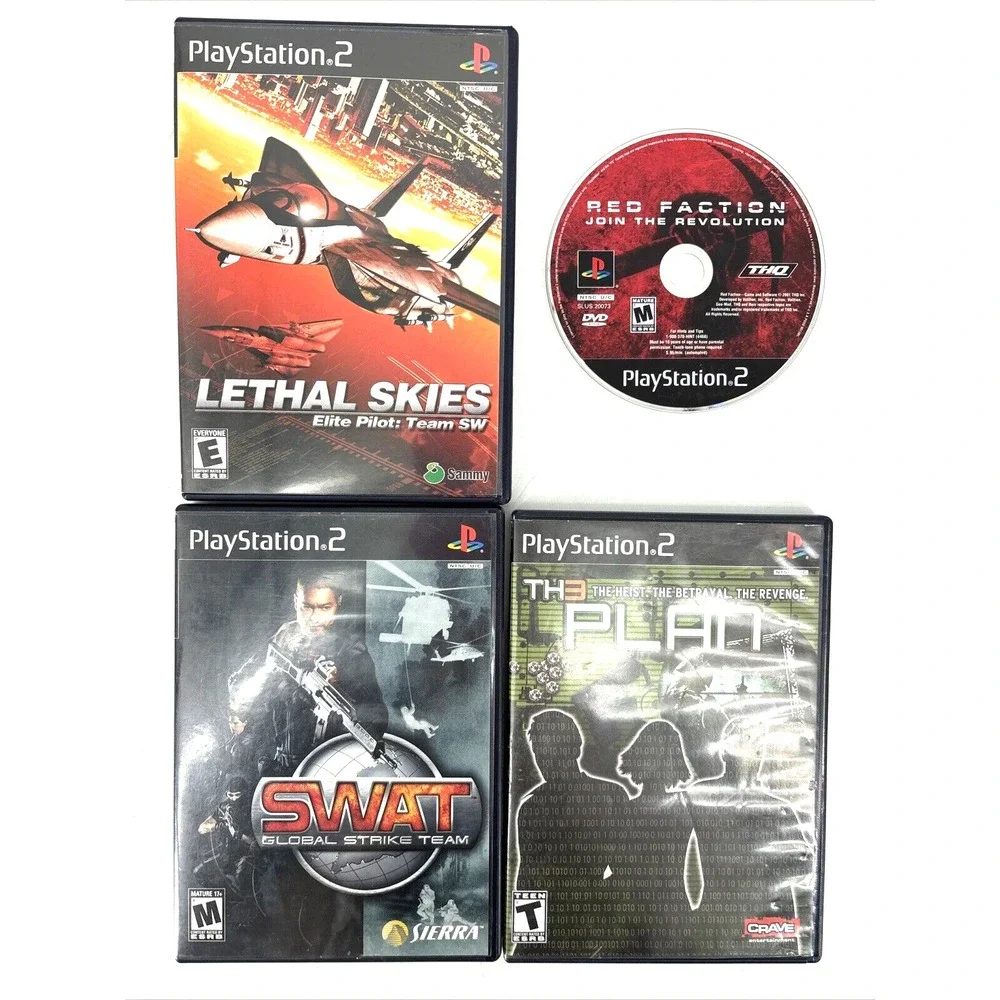 PS2 Game Lot Shooter Games SWAT, Red Faction, The Plan & Lethal Skies PlayStatio